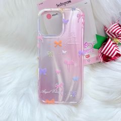 Case Ốp điện thoại iPhone Nơ Nhiều Màu Angel Energy Hologram Bling Bling iPhone 13/14/15/16/Pro/Promax