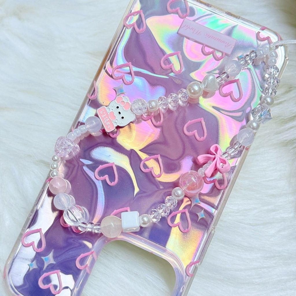 Case Ốp điện thoại iPhone Tim Hồng Ánh Bạc Hồng Hologram iPhone 12/13/14/15/16/Pro/Promax