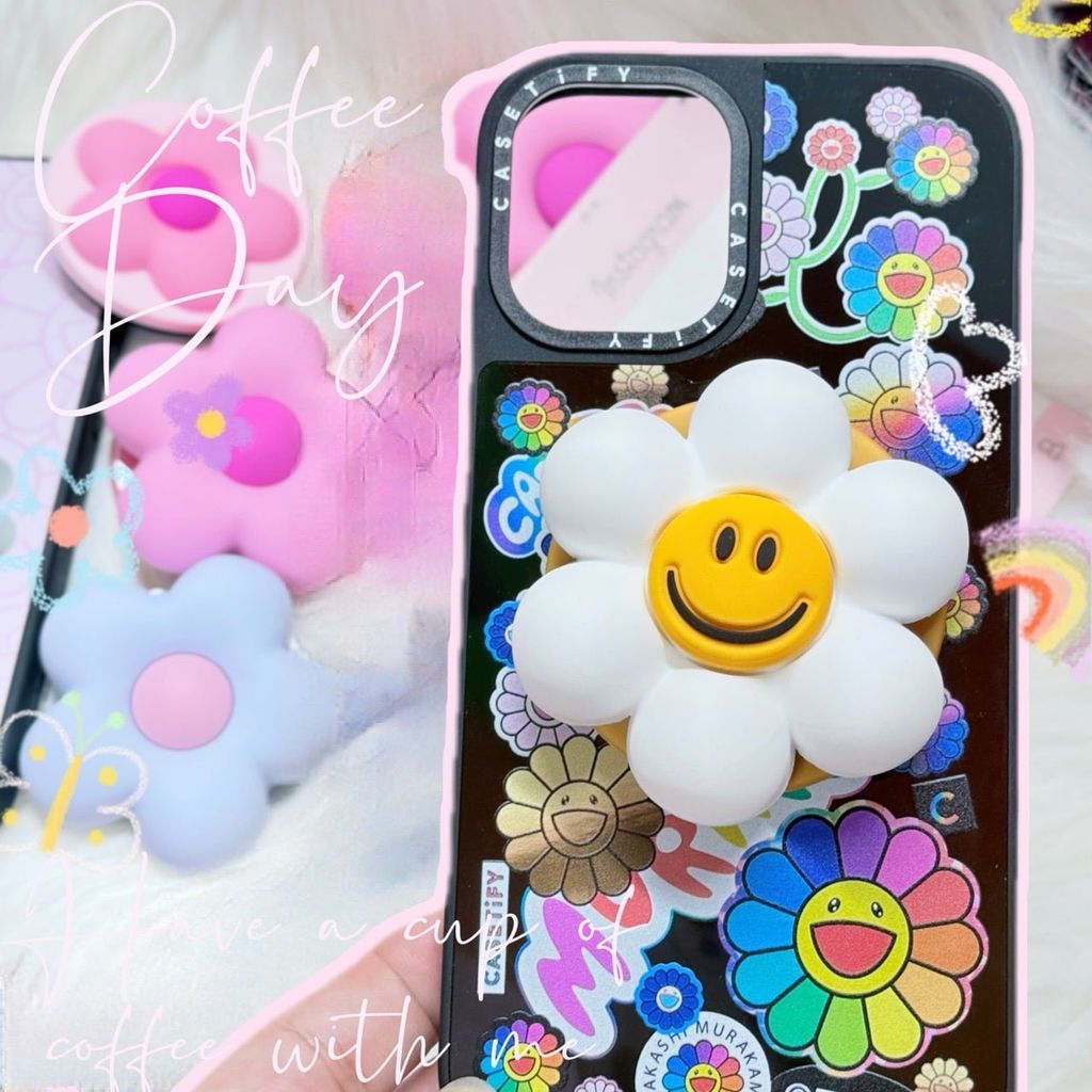 Case Ốp Điện thoại iPhone Hoa Cười & Sticker Nhiều Màu x Murakami Flower Mirror CaseTify iPhone 17/16/Promax