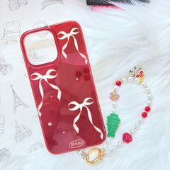 Case Ốp điện thoại iPhone Nơ Trắng Nền Đỏ White iPhone 12/13/14/15/16/Pro/Promax