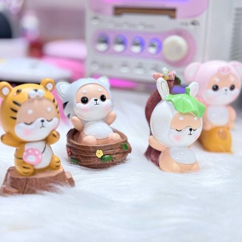 Bộ Mô Hình Shiba Inu Cute trang trí bàn làm việc để xe oto vô tri dễ thương