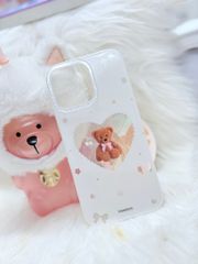 Case Ốp điện thoại iPhone Trắng Gấu Nâu Nơ Sao Cherry Freedom Có Nút Control Viền Camera Bling Bling iPhone 13/14/15/16/17Pro/Promax