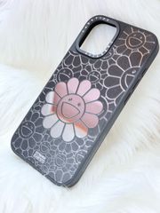 Case Ốp Điện thoại iPhone Hoa Cười Gương Nền Đen x Murakami Flower Mirror CaseTify iPhone 17/16/Promax