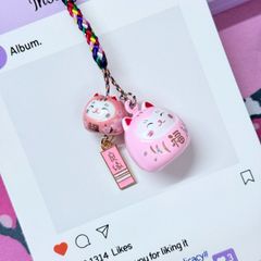 Móc Điện Thoại Mèo Lớn Mèo Nhỏ Móc Túi Phụ Kiện Đẹp nhiều màu (ánh hologram)