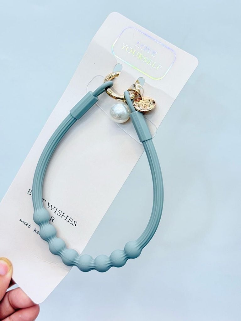 DÂY BI CHARM HOA Ngọc Trai Silicone CHỐNG BẨN kèm charm