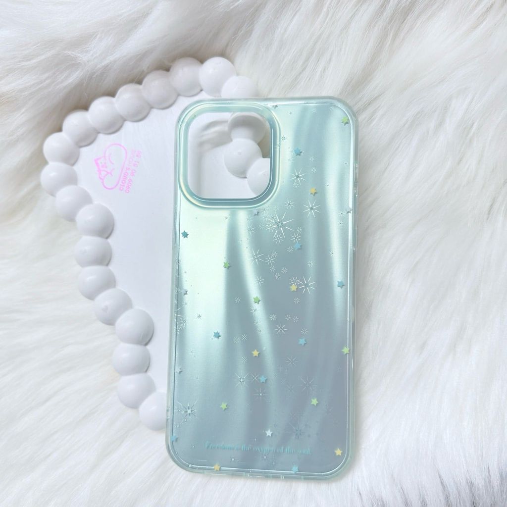 Case Ốp điện thoại iPhone Ngôi Sao Nền Xanh Hologram Bling Bling iPhone 13/14/15/16/Pro/Promax