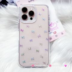 Case Ốp điện thoại iPhone Bling Bling Nơ nhiều màu kute viền camera lấp la lấp lánh iPhone 13/14/15/16/17Pro/Promax