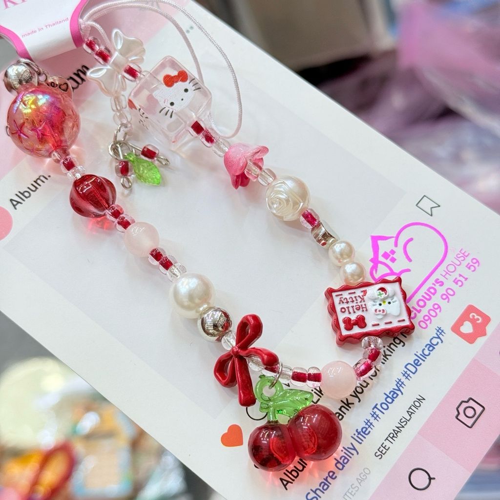 Dây đeo điện thoại ngắn Hello Kitty charm Kute (Quảng Châu, Thái Lan)