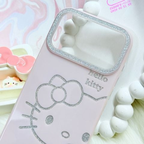 Case Ốp điện thoại iPhone Hello Kitty Hồng Nhạt Viền Camera Bling Bling iPhone 17/Pro/Promax