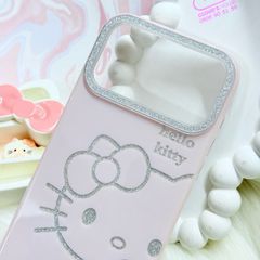 Case Ốp điện thoại iPhone Hello Kitty Hồng Nhạt Viền Camera Bling Bling iPhone 17/Pro/Promax