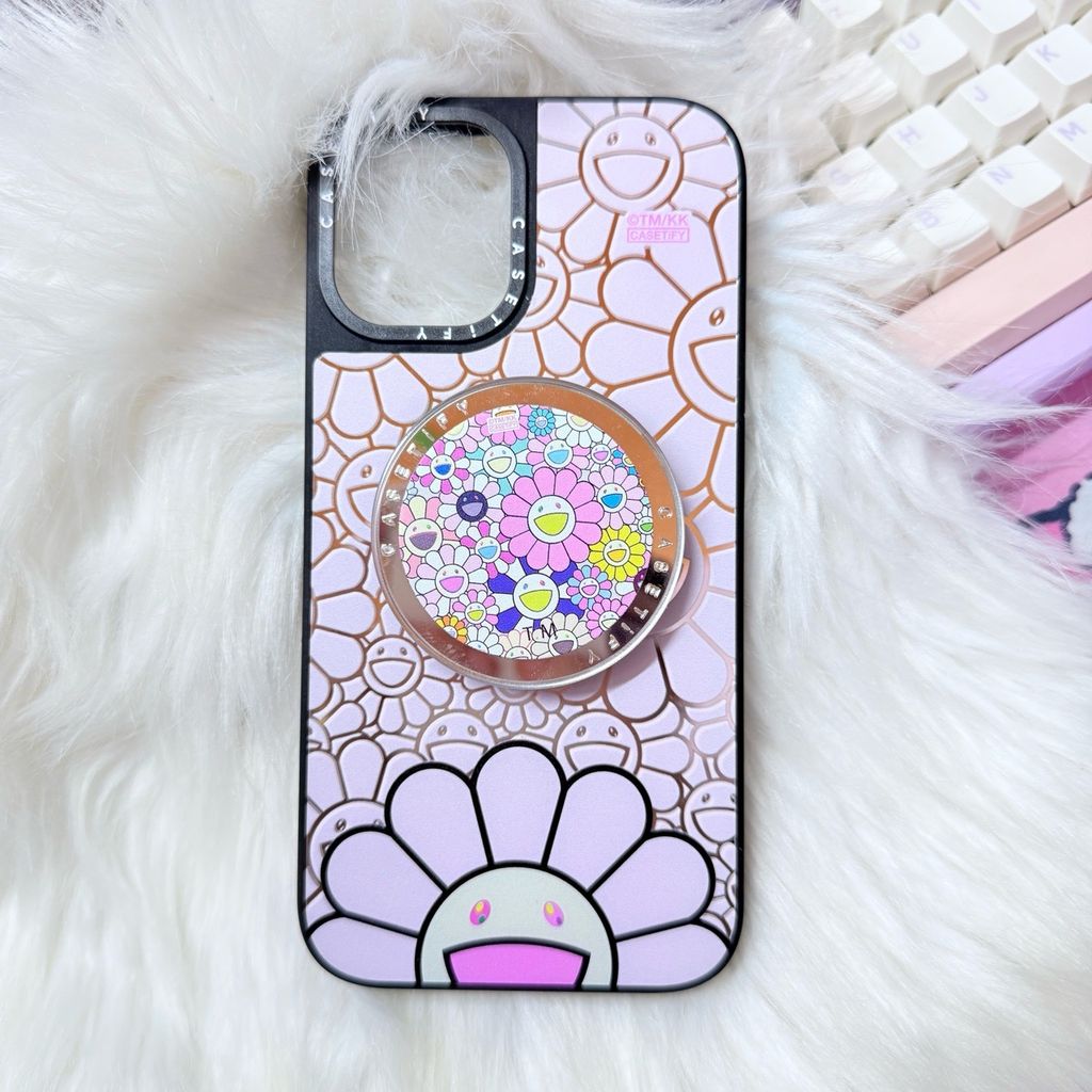 Case Ốp Điện thoại iPhone Hoa Cười Nền Hồng x Murakami Flower Mirror CaseTify iPhone 17/16/Promax