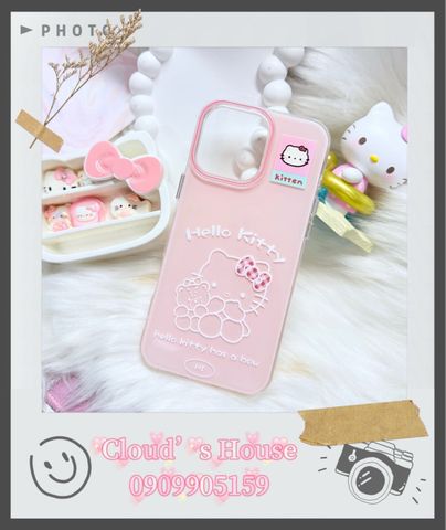 Case Ốp điện thoại iPhone Hello Kitty Hồng Pastel ánh nhũ Kute iPhone 13/14/15/16/17/Pro/Promax (Kitten)