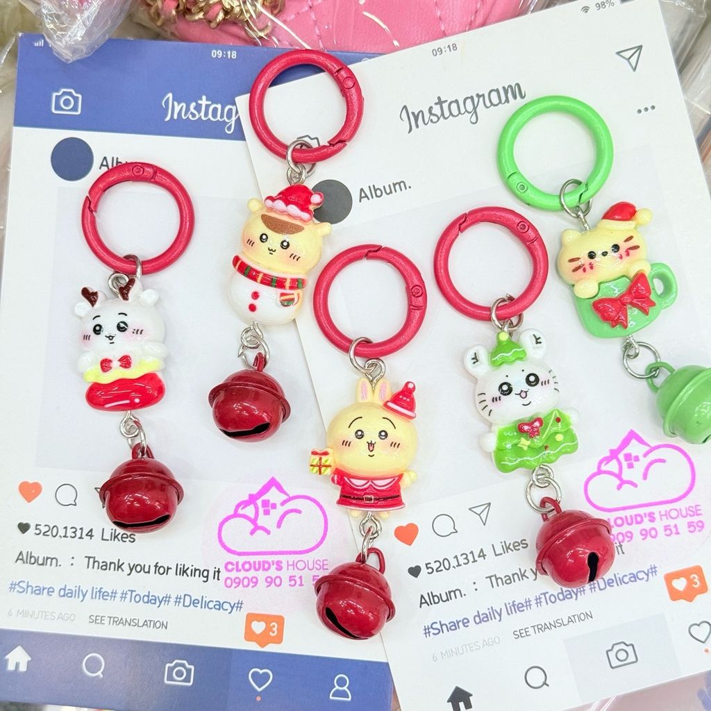 Móc Treo điện thoại, phụ kiện túi xách Giáng sinh Noel mẫu 2 charm