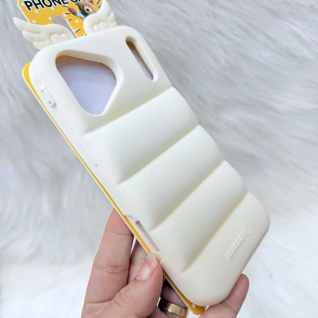 Case Ốp điện thoại iPhone CÁNH THIÊN THẦN Su dẻo 3D Nổi iPhone 12/13/14/15/16/17Plus/Pro/Promax - MÀU TRẮNG KEM