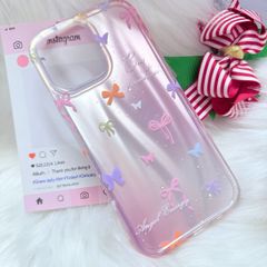 Case Ốp điện thoại iPhone Nơ Nhiều Màu Angel Energy Hologram Bling Bling iPhone 13/14/15/16/Pro/Promax