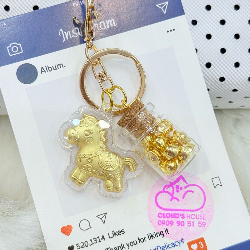 MÓC KHÓA NGỰA VÀNG KÈM HỦ VÀNG- TẾT