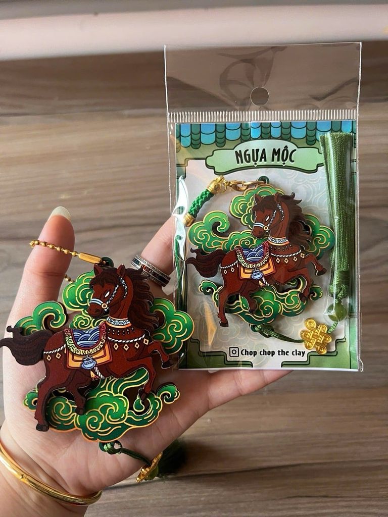 Móc Treo Gỗ 3D - Hình Ảnh NGỰA NGŨ HÀNH - Quà lưu niệm Việt Nam