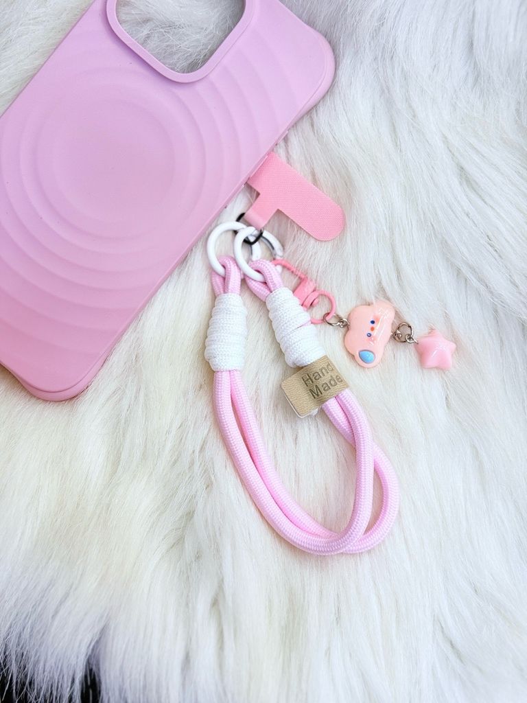 Dây đeo ngắn móc tay chất dù giữ điện thoại màu phối trơn ( DÂY NGẮN) - kèm móc hoạt hình các mẫu