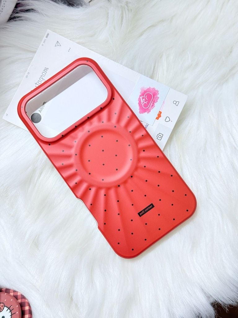 Case Ốp điện thoại iPhone Màu Cam Đậm Chấm Bi Poli Corner Magsafe Basic iPhone 17/16/15/14/13/12/Pro/Promax