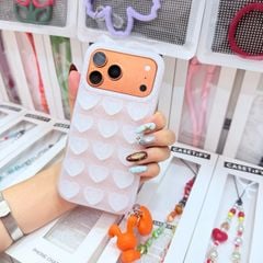 Case Ốp điện thoại iPhone chất silicone HÍT nam châm trái tim màu trắng iPhone 15/16/17Pro/Promax