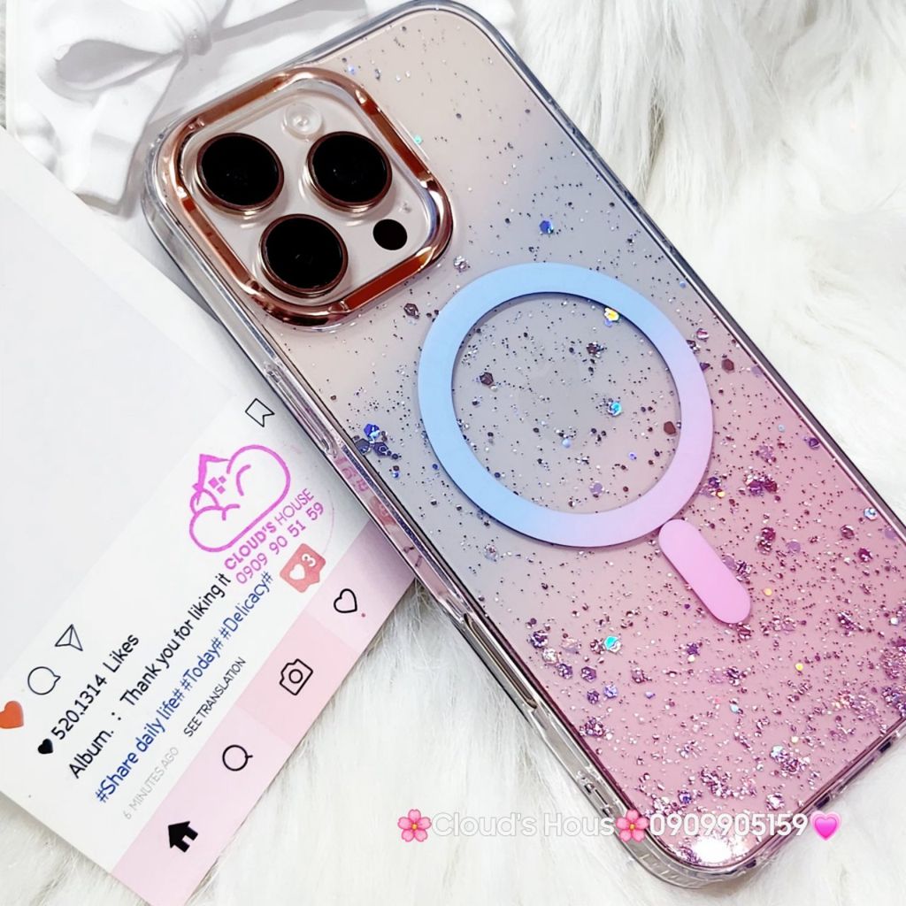Case Ốp điện thoại iPhone Likgus Trong Ombre Nhiều Màu Bling Bling Magsafe iPhone 16/17/Promax