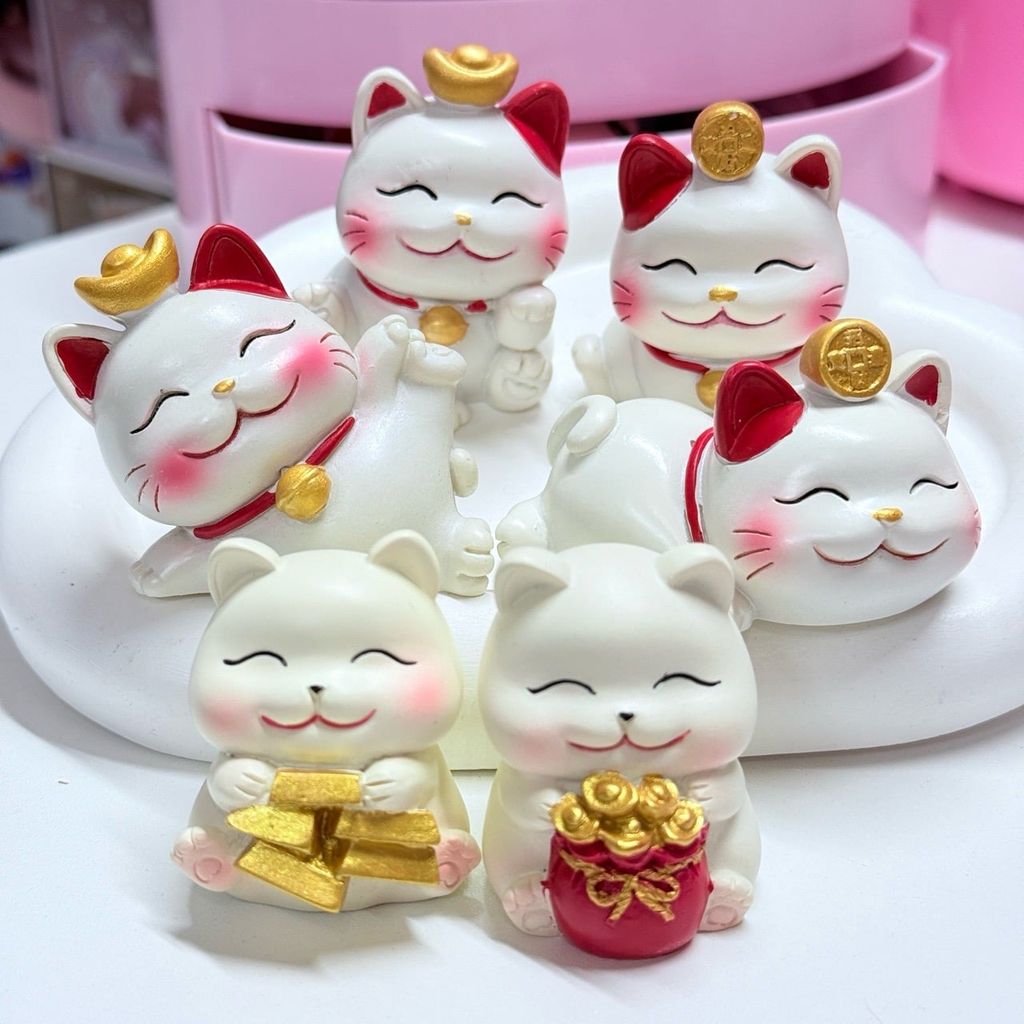 Bộ Mô Hình MÈO THẦN TÀI Bộ 4 Tượng - TẾT
