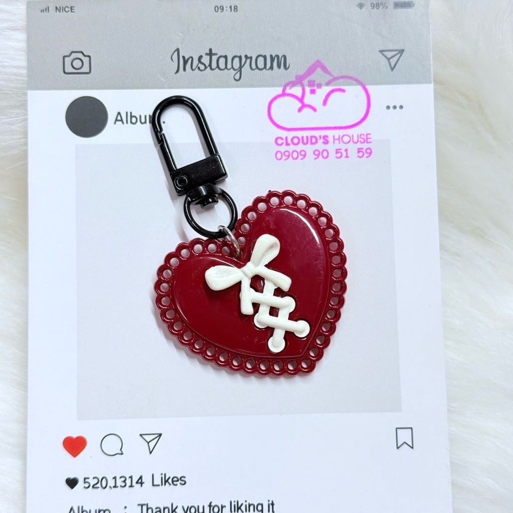 Móc treo điện thoại mini cute dễ thương - MẪU TRÁI TIM