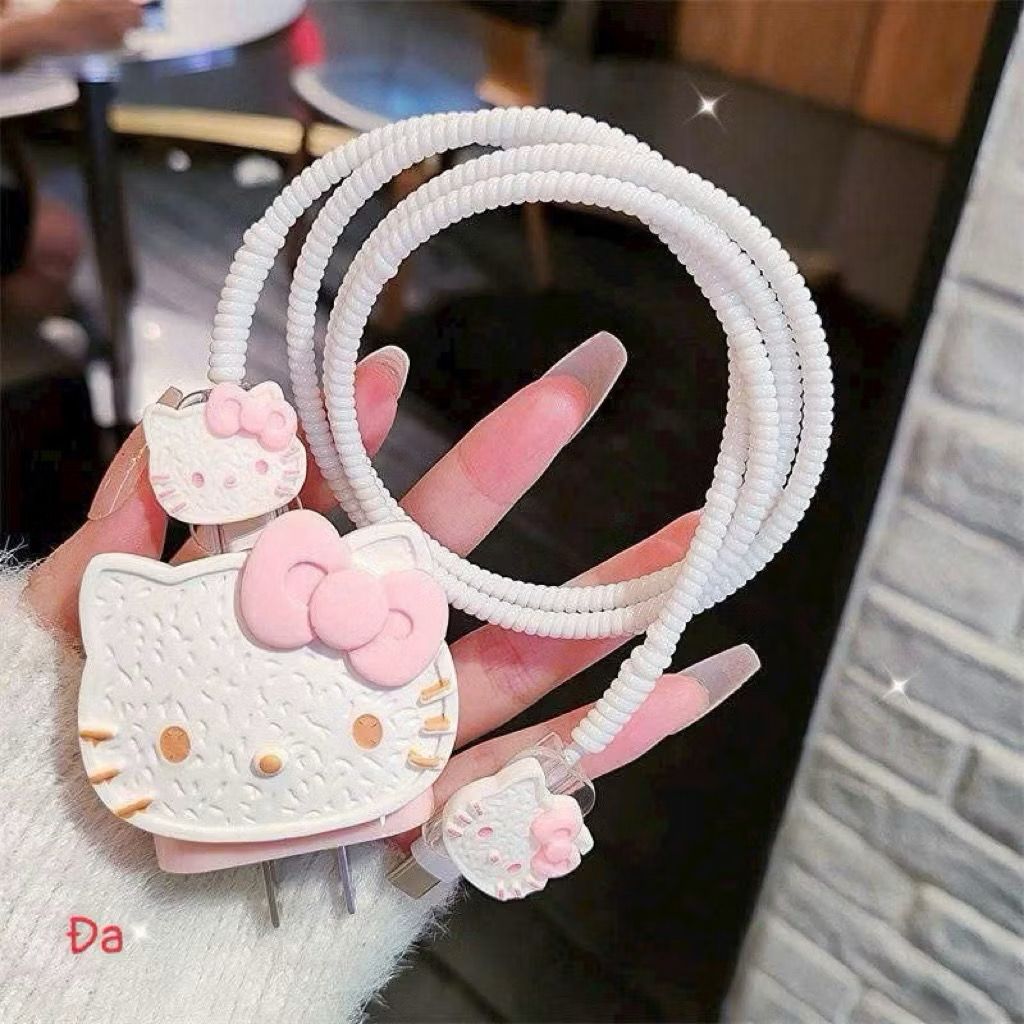 COMBO BẢO VỆ CÓC CÁP SẠC HELLO KITTY