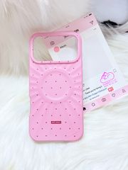 Case Ốp điện thoại iPhone Màu Hồng Đậm Chấm Bi Poli Corner Magsafe Basic iPhone 17/16/15/14/13/12/Pro/Promax