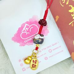 Móc Treo Điện Thoại Mèo Thần Tài Mèo Lớn Mèo Nhỏ – Phụ Kiện Trang Trí Nhiều Màu Kèm Hoa Sen & Charm