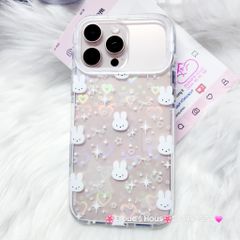 Case Ốp điện thoại iPhone Bling Bling ánh tim bé Thỏ kute viền camera lấp la lấp lánh iPhone 13/14/15/16/17Pro/Promax