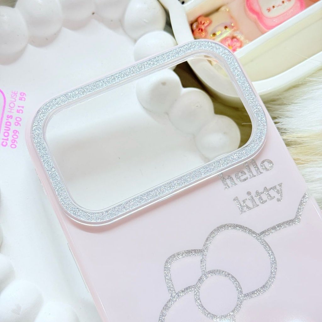 Case Ốp điện thoại iPhone Hello Kitty Hồng Nhạt Viền Camera Bling Bling iPhone 17/Pro/Promax
