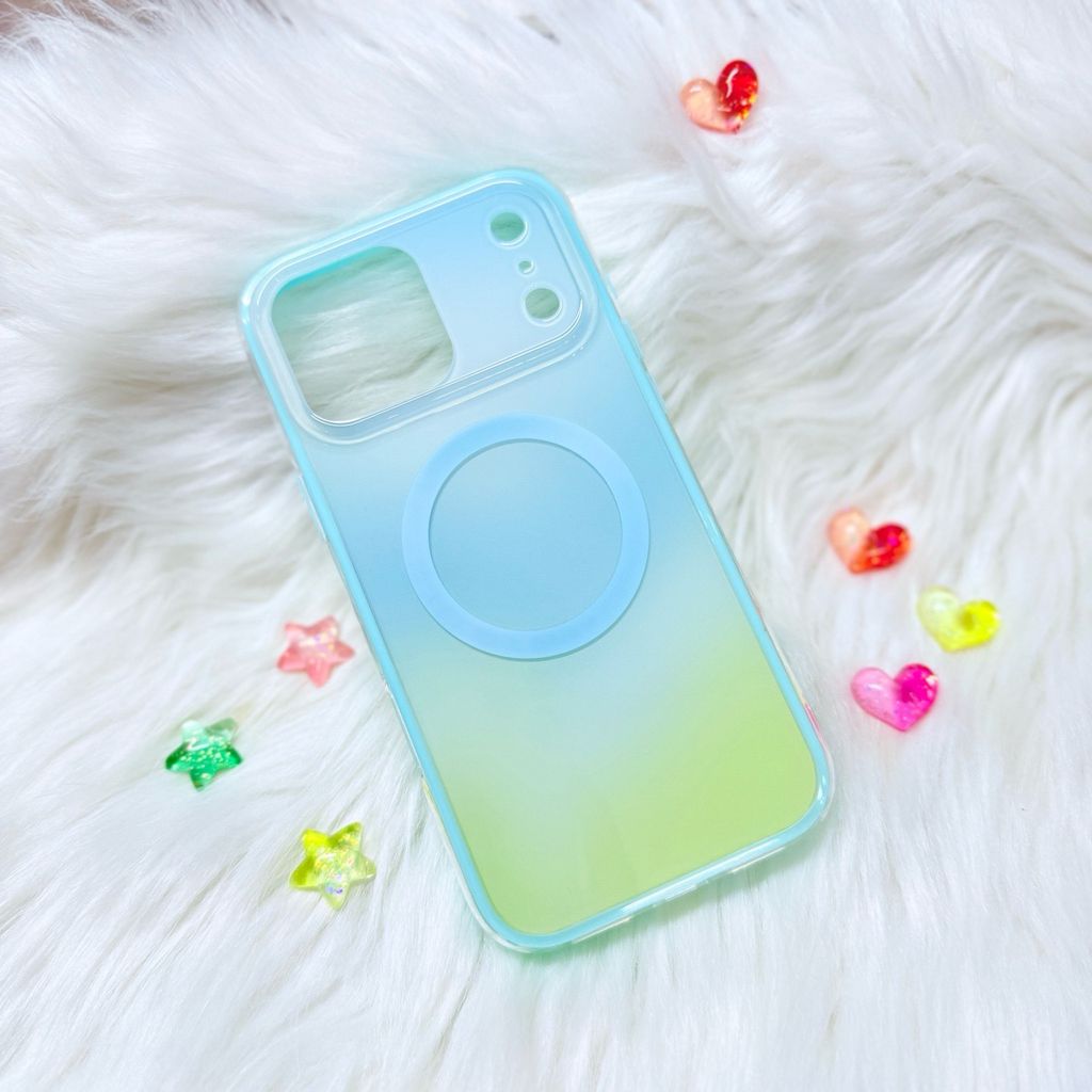 Case Ốp điện thoại iPhone Ombre Xanh Vàng Có Nút Control Magsafe iPhone 13/14/15/16/17Pro/Promax