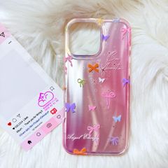 Case Ốp điện thoại iPhone Nơ Nhiều Màu Angel Energy Hologram Bling Bling iPhone 13/14/15/16/Pro/Promax