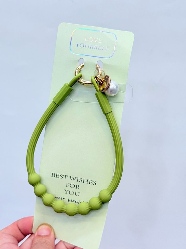 DÂY BI CHARM HOA Ngọc Trai Silicone CHỐNG BẨN kèm charm