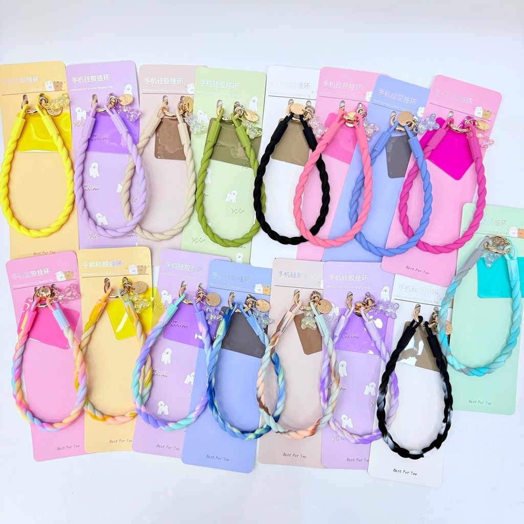DÂY Xoắn Quẩy Charm Gấu Silicone CHỐNG BẨN kèm charm