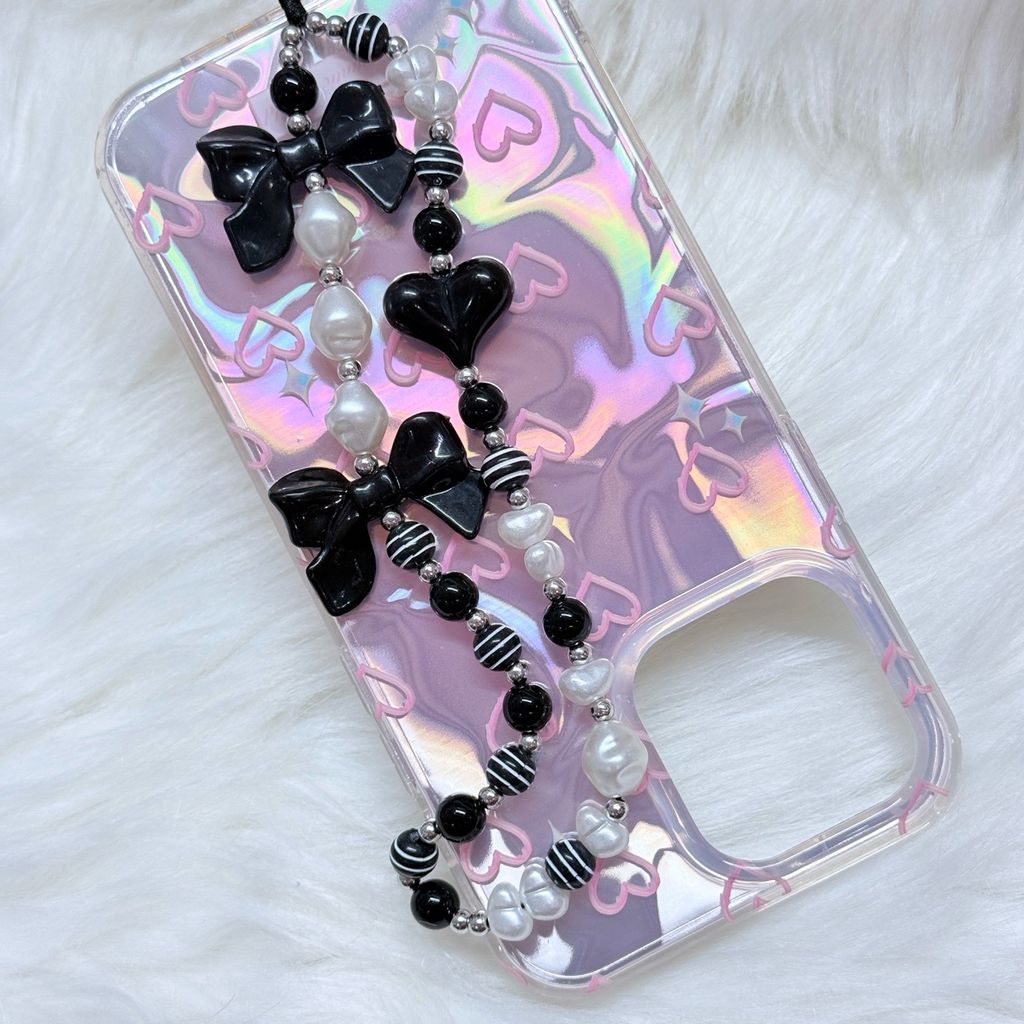 Case Ốp điện thoại iPhone Tim Hồng Ánh Bạc Hồng Hologram iPhone 12/13/14/15/16/Pro/Promax