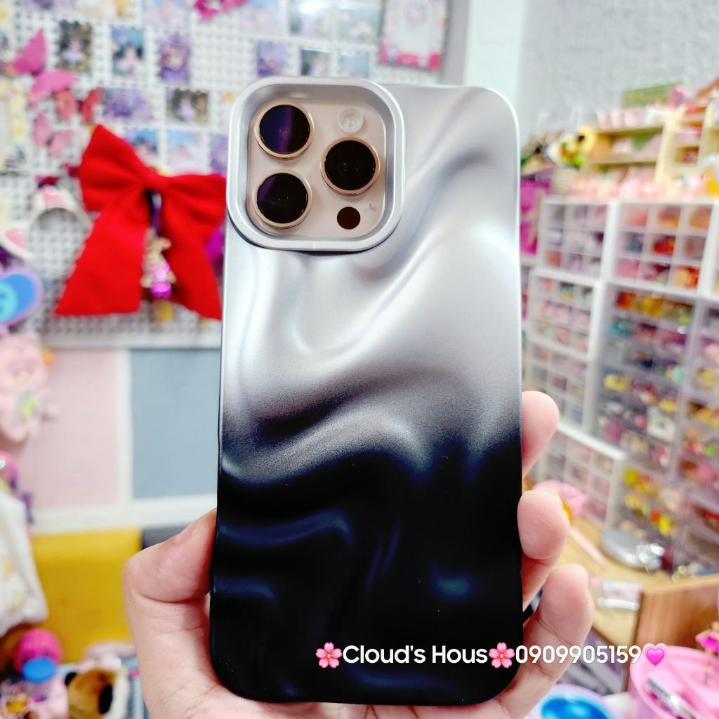 Case Ốp điện thoại iPhone Gợn Sóng Ombre Đen iPhone 13/14/15/16/Pro/Promax
