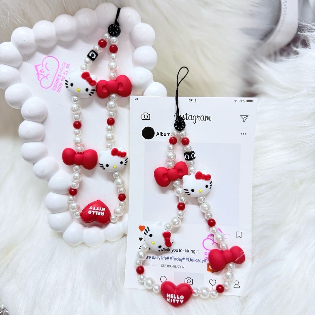 Dây đeo điện thoại ngắn Hello Kitty charm Kute (Quảng Châu, Thái Lan)