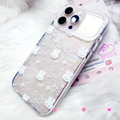 Case Ốp điện thoại iPhone Bling Bling ánh tim bé Thỏ kute viền camera lấp la lấp lánh iPhone 13/14/15/16/17Pro/Promax