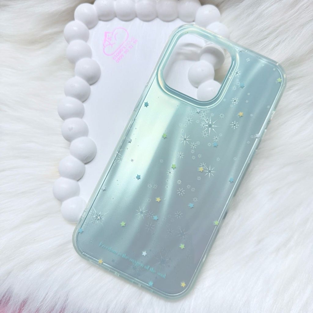 Case Ốp điện thoại iPhone Ngôi Sao Nền Xanh Hologram Bling Bling iPhone 13/14/15/16/Pro/Promax
