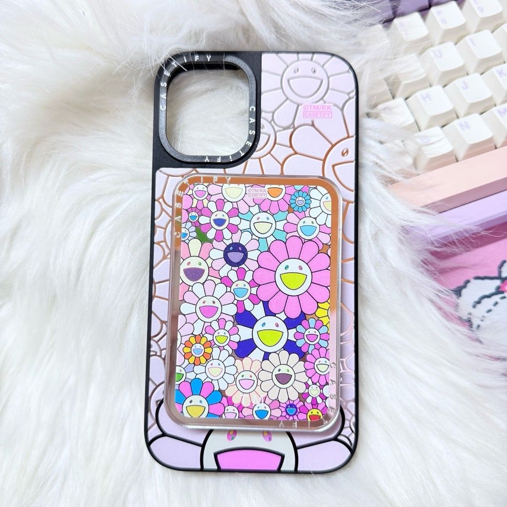 Case Ốp Điện thoại iPhone Hoa Cười Nền Hồng x Murakami Flower Mirror CaseTify iPhone 17/16/Promax