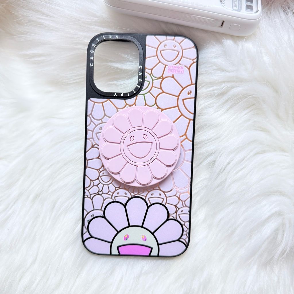 Case Ốp Điện thoại iPhone Hoa Cười Nền Hồng x Murakami Flower Mirror CaseTify iPhone 17/16/Promax