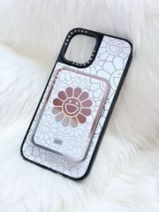 Case Ốp Điện thoại iPhone Hoa Cười Gương Nền Trắng x Murakami Flower Mirror CaseTify iPhone 17/16/Promax