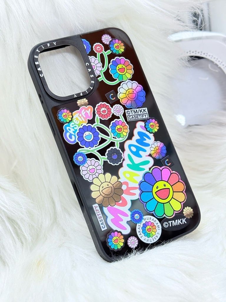 Case Ốp Điện thoại iPhone Hoa Cười & Sticker Nhiều Màu x Murakami Flower Mirror CaseTify iPhone 17/16/Promax