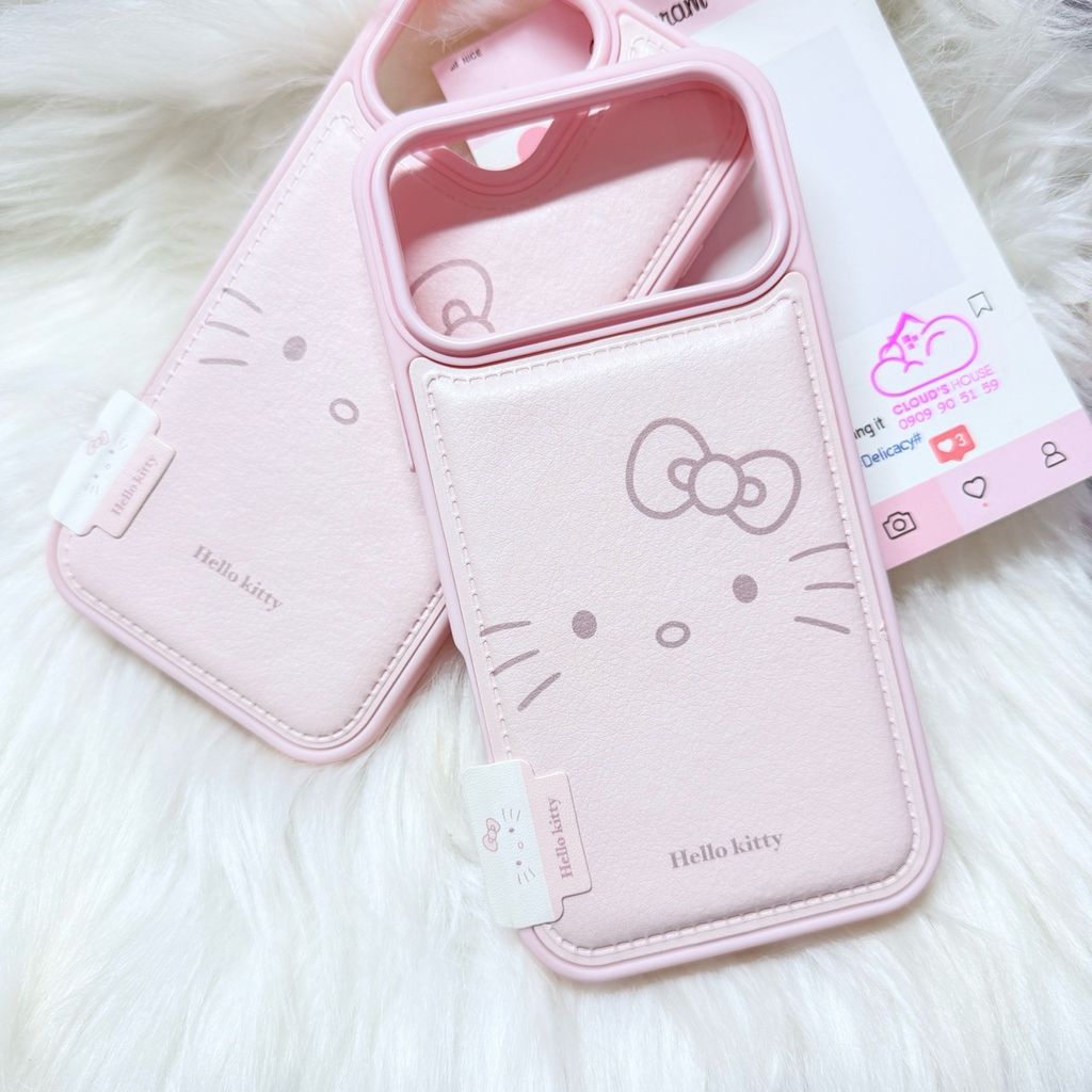 Case Ốp điện thoại iPhone Da Phao Hồng Babe Hello Kitty iPhone 13/14/15/16/17Pro/Promax