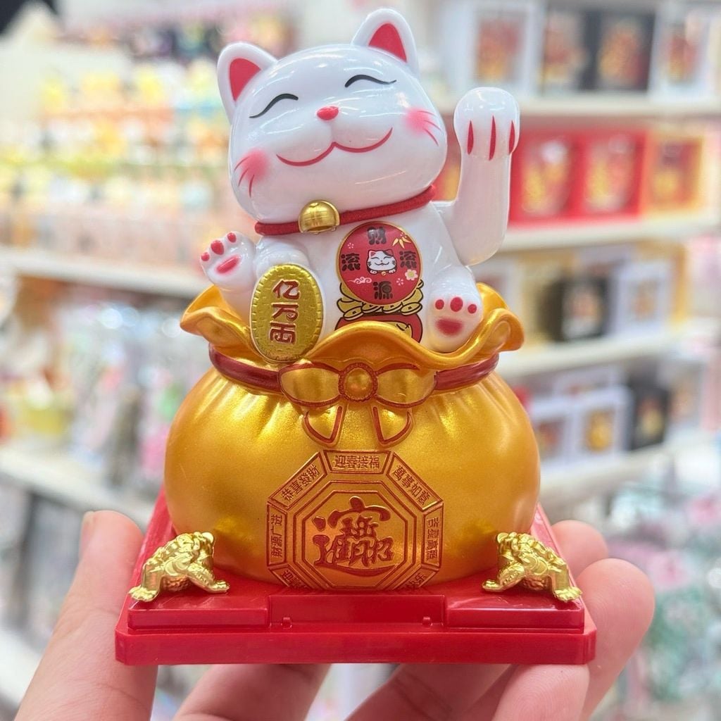 MÈO THẦN TÀI Có Chuông Nằm/ Ngồi Tài lộc trên Túi Tiền Vẫy Tay
