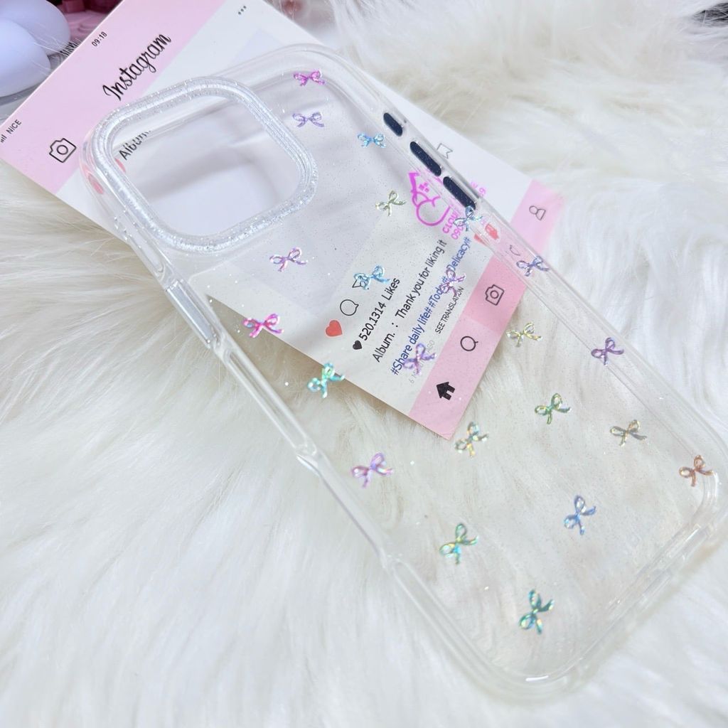 Case Ốp điện thoại iPhone Bling Bling Nơ nhiều màu kute viền camera lấp la lấp lánh iPhone 13/14/15/16/17Pro/Promax