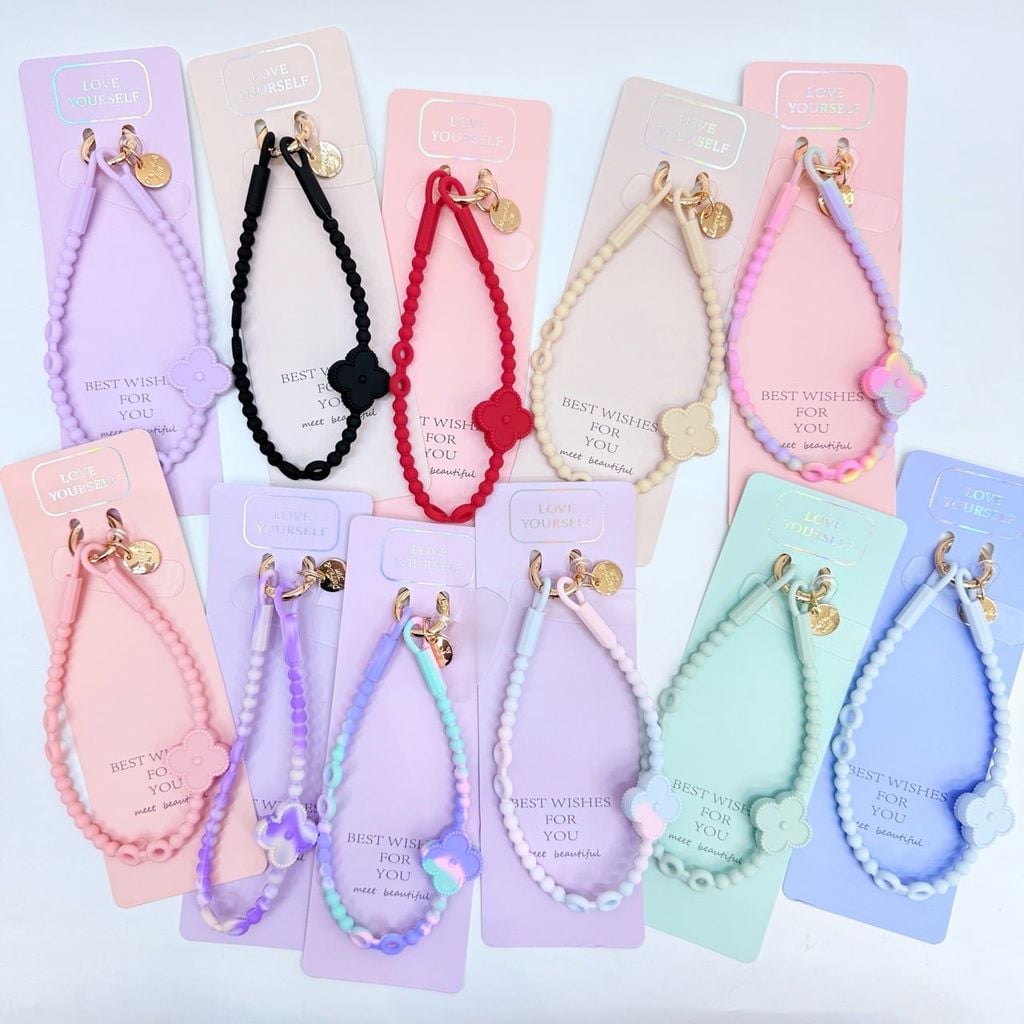 DÂY BI CHARM HOA Silicone CHỐNG BẨN kèm charm
