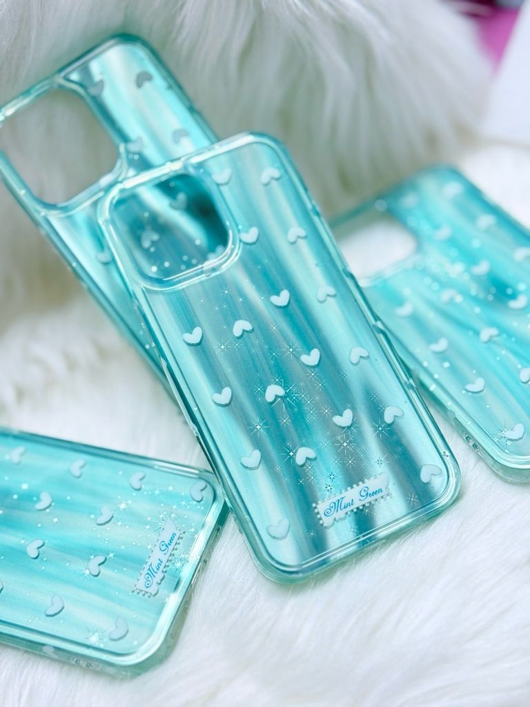 Case Ốp điện thoại iPhone Trái Tim Xanh (Blue Love) Hologram Bling Bling iPhone 13/14/15/16/Pro/Promax